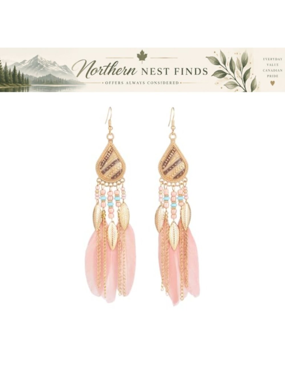 Bohemian Feather Drop Dangle Earrings for Women Lightweight Long Tassel Beaded